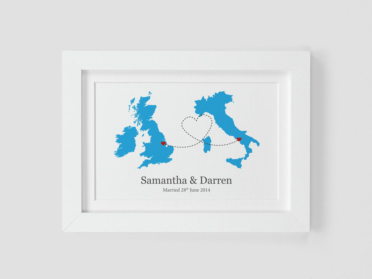 Leaving gift | Moving abroad present | Personalised map print | Gift for friend | Any two maps | Couples apart *CHOICE OF COLOUR* VA101