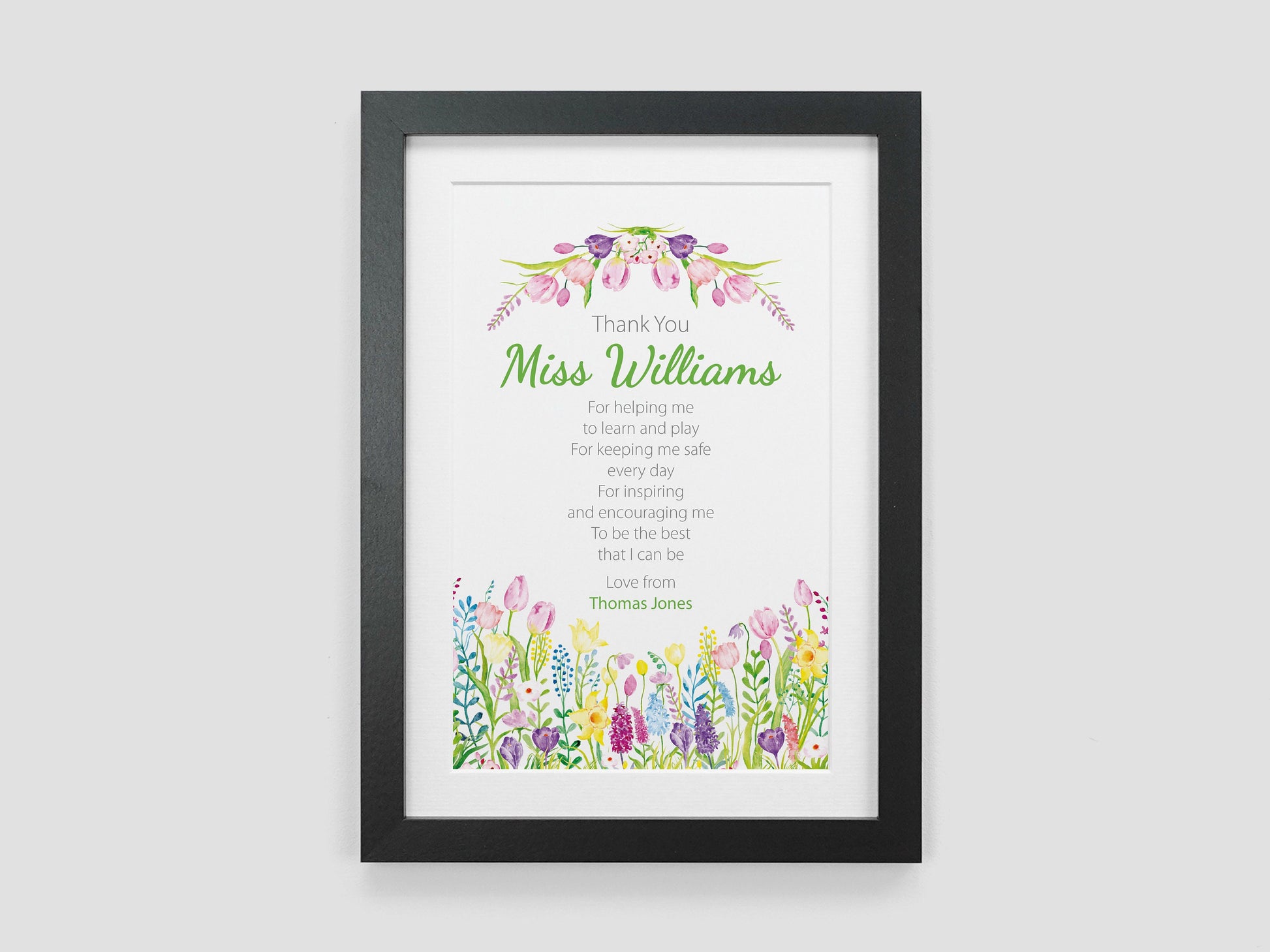 Thank you Teacher Gift | Personalised Teacher Leaving Present | End of Term | Teacher Poem Print | Teaching Assistant Nursery School VA137