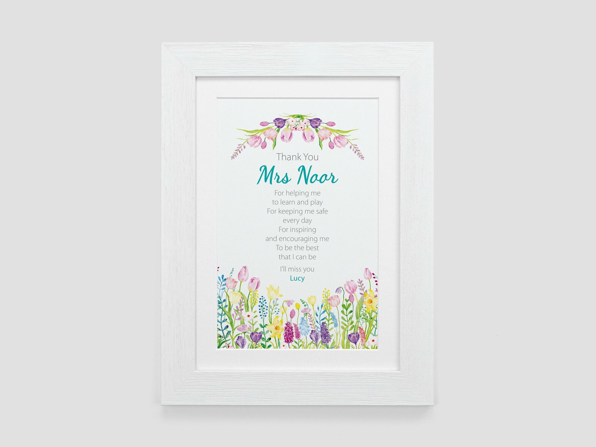 Thank you Teacher Gift | Personalised Teacher Leaving Present | End of Term | Teacher Poem Print | Teaching Assistant Nursery School VA137