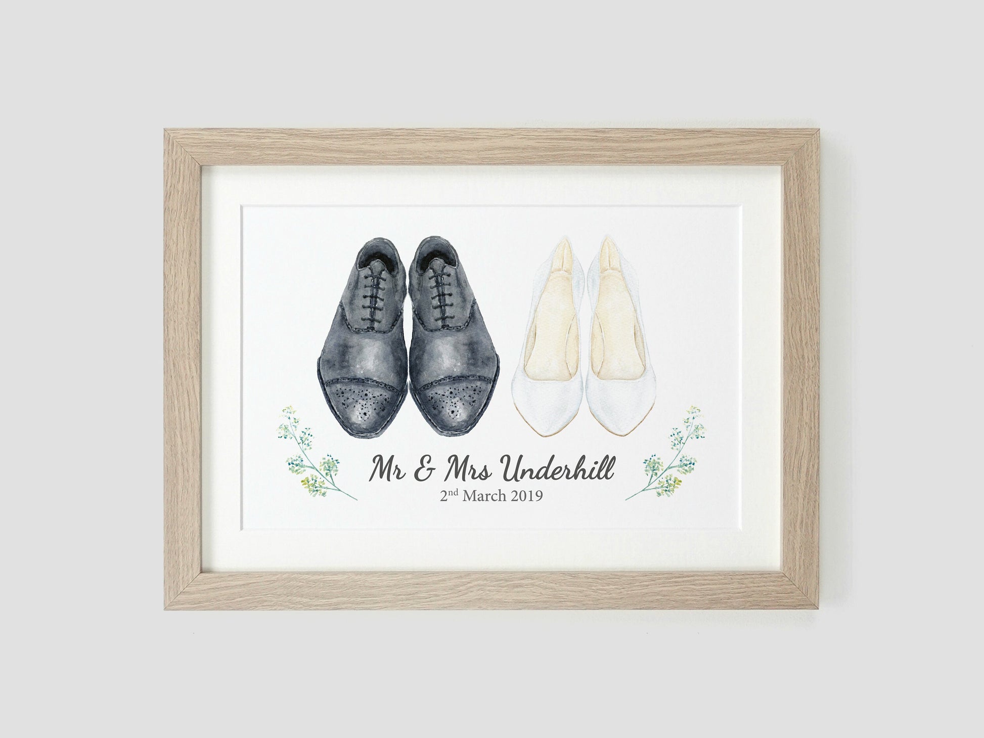 Wedding Gift | Personalised Wedding Present for Couple | Wedding Shoes Print VA128