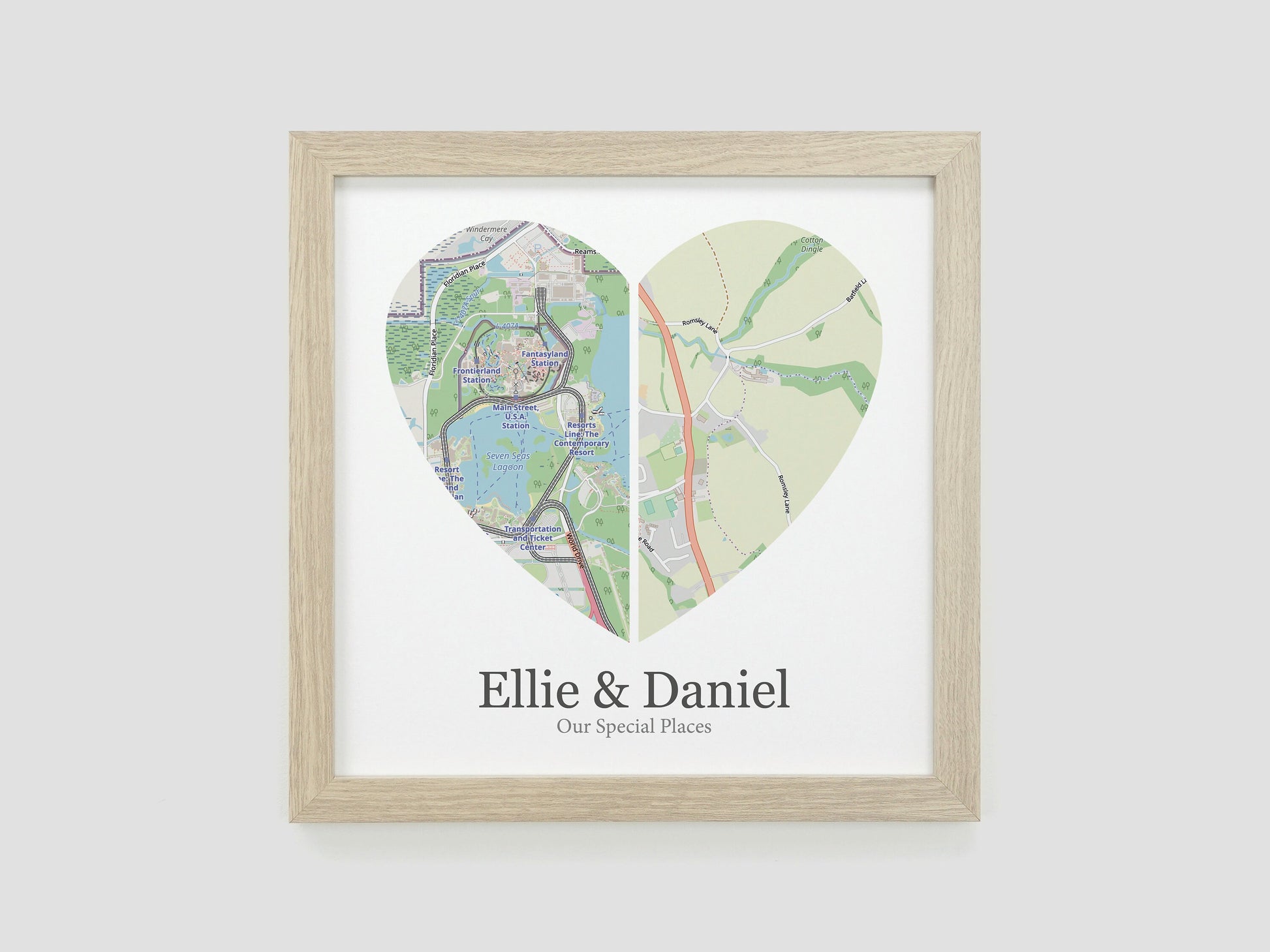 Gift for couple | Heart map print | Personalised gift | Wedding maps present | Couples gift for her | Anniversary gift for him VA005