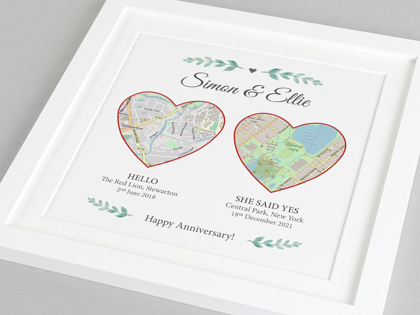 Special Place Map Gift | Paper Wedding Anniversary Poster Print | Gift for her | Map Present for Couples | Special Keepsake Gift VA119