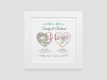 Special Place Map Gift | Paper Wedding Anniversary Poster Print | Gift for her | Map Present for Couples | Special Keepsake Gift VA119