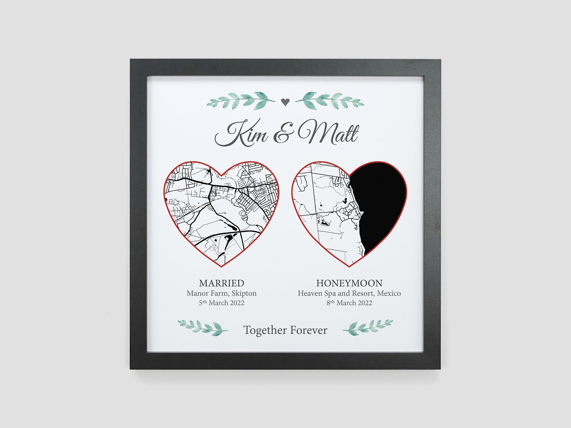 Special Place Map Gift | Paper Wedding Anniversary Poster Print | Gift for her | Map Present for Couples | Special Keepsake Gift VA119