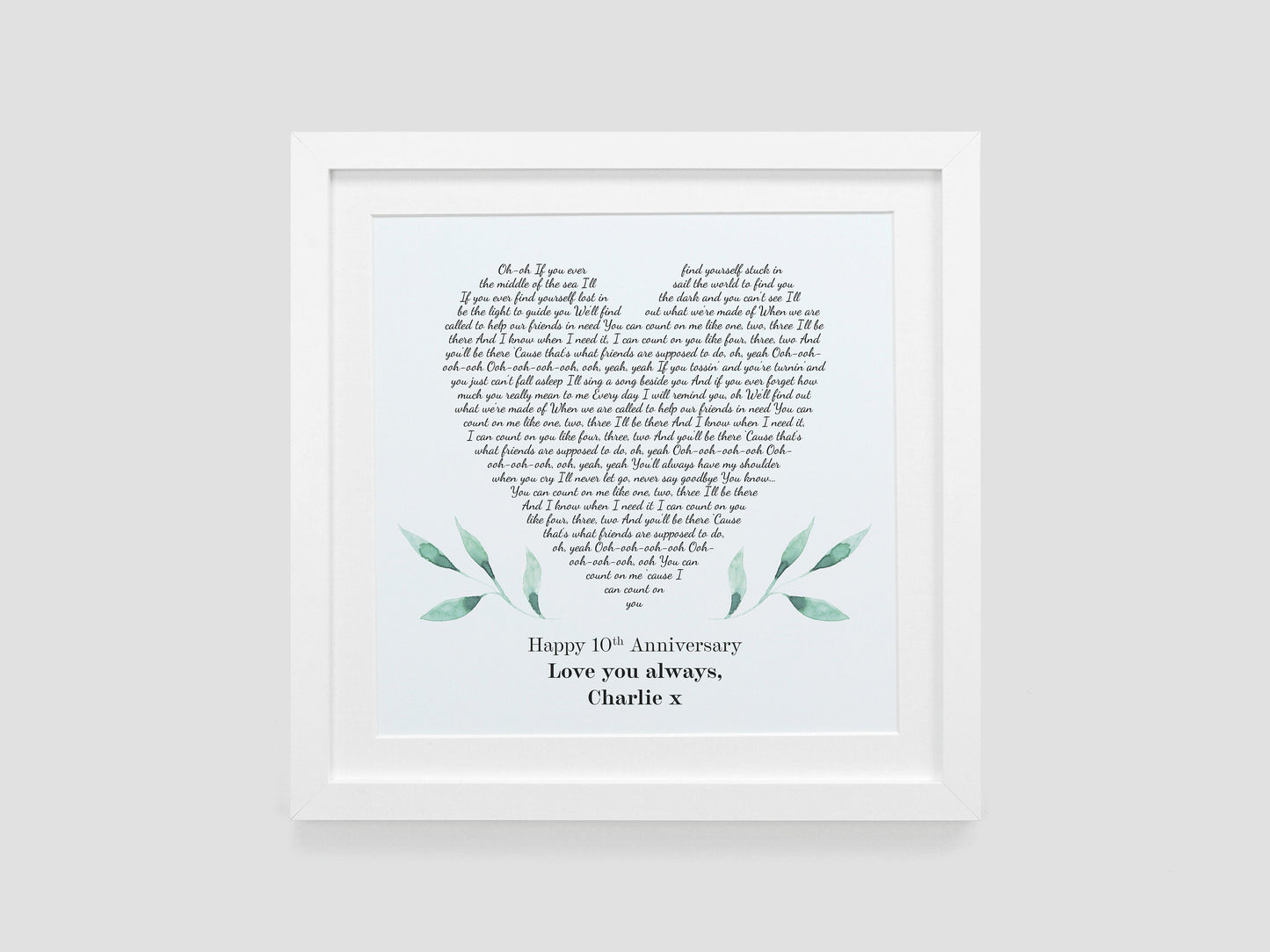 Personalised heart song lyrics gift | Choose your own song | Unique wedding, anniversary, birthday or memorial gift VA211