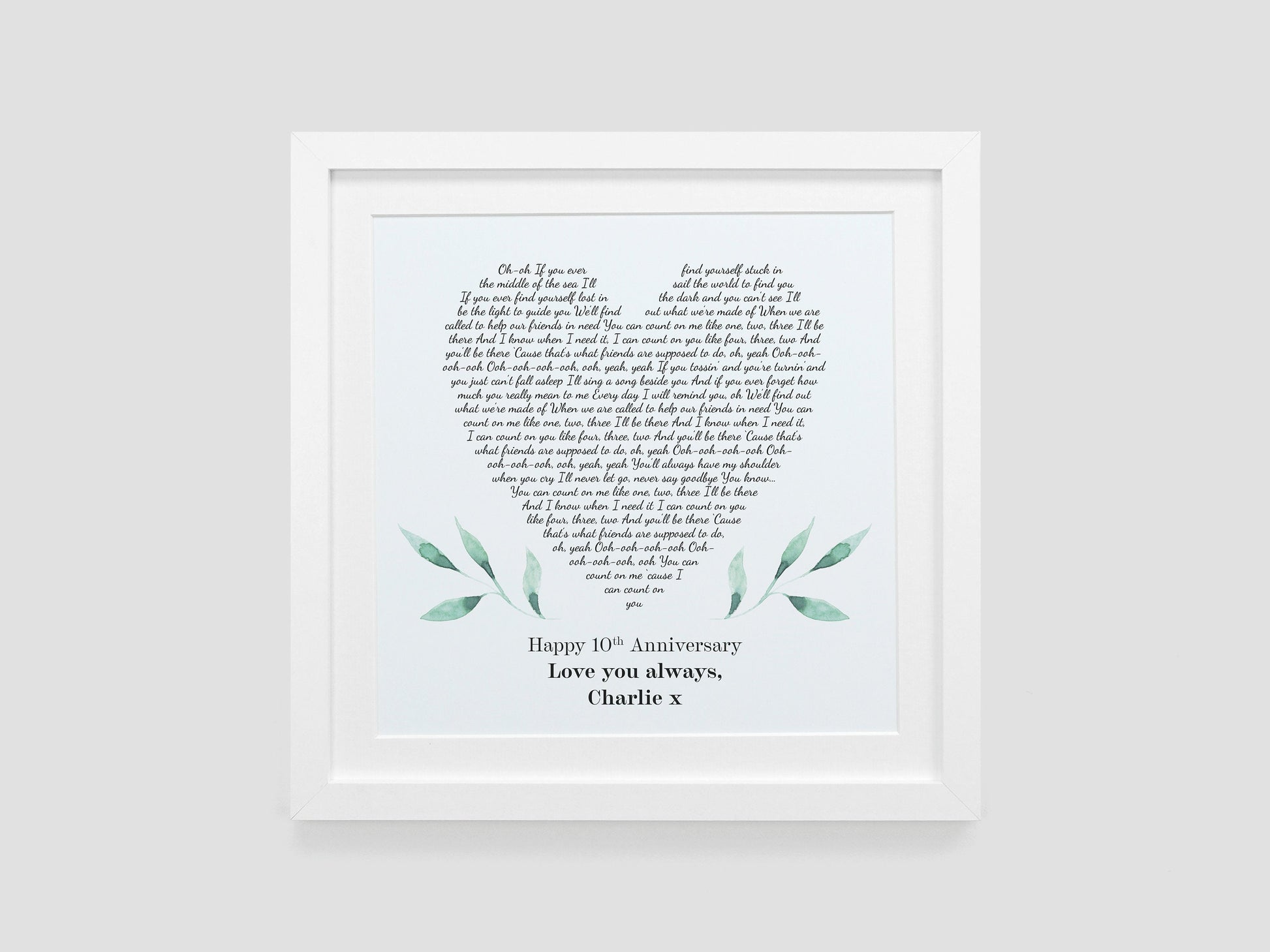 Personalised heart song lyrics gift | Choose your own song | Unique wedding, anniversary, birthday or memorial gift VA211