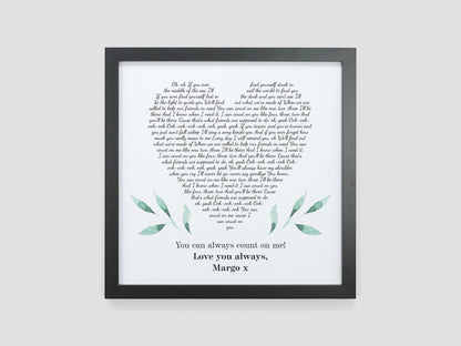 Personalised heart song lyrics gift | Choose your own song | Unique wedding, anniversary, birthday or memorial gift VA211