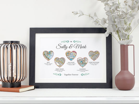Wedding Anniversary Gift | Personalised Met Engaged Married Print | Wedding Gift | Gift for Couples | Family Map Print Present VA140