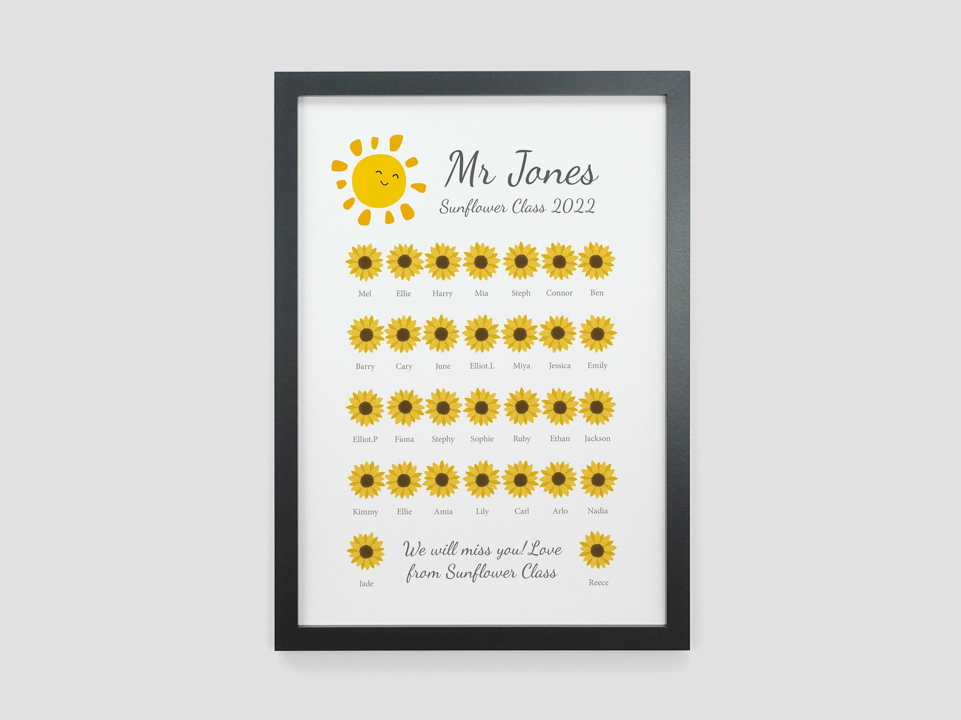 Thank you teacher gift | Personalised with class names VA220
