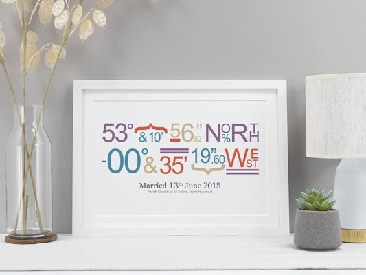 Personalised coordinates print | Couples Gift | Engagement gift | Wedding Gift | Where we met | First Date | Proposal location present VA021