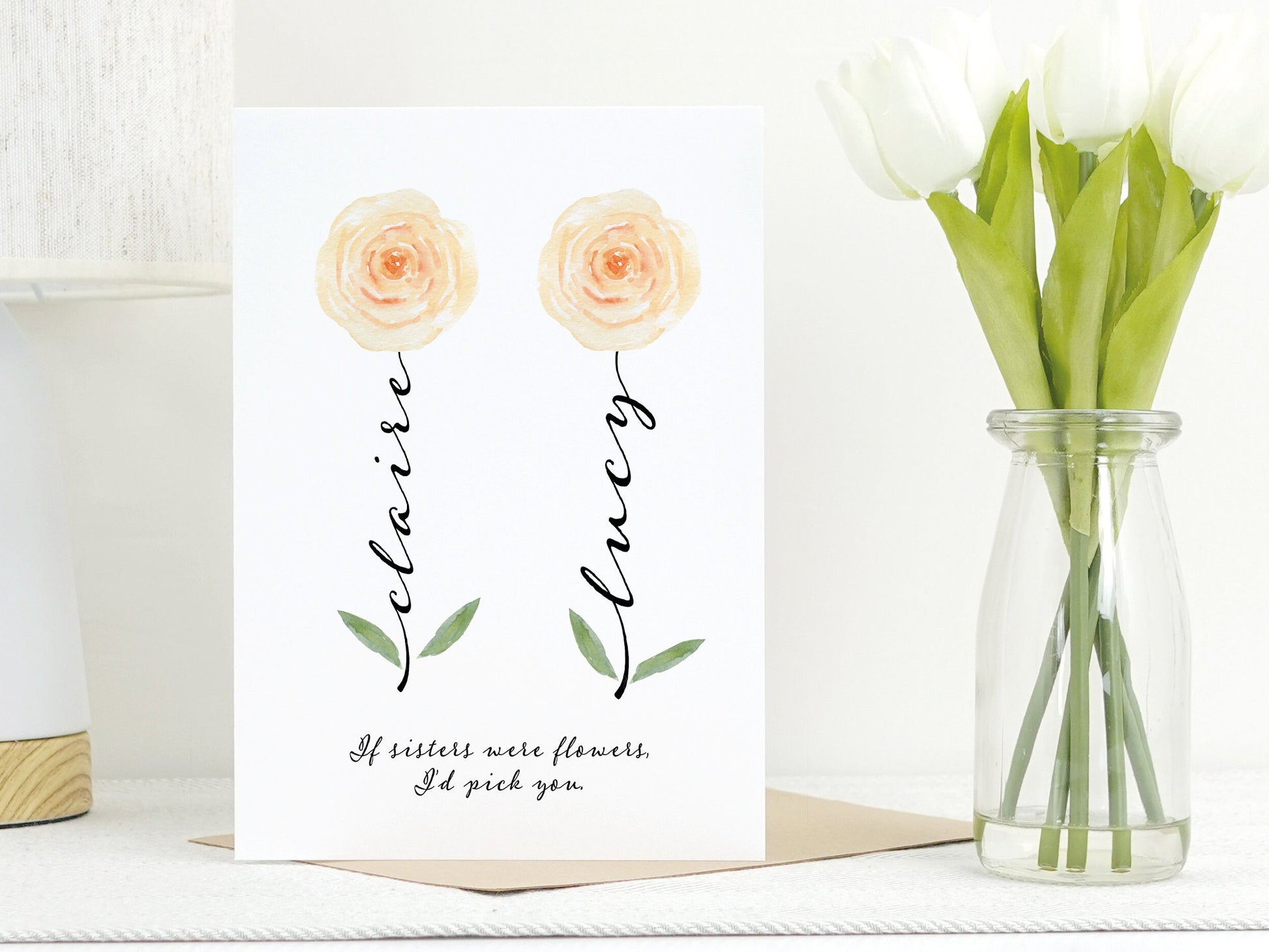 Sister Card | Sister Flower Card | Custom Birthday Card For Sister | Personalised Card For Sister | CHOICE OF 22 FLOWERS VA013