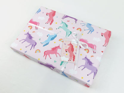 Unicorn wrapping paper | Children's Birthday Gift Wrap | Eco friendly gift wrap | Premium sheets + Tags | Zero plastic packaging 70x50cm