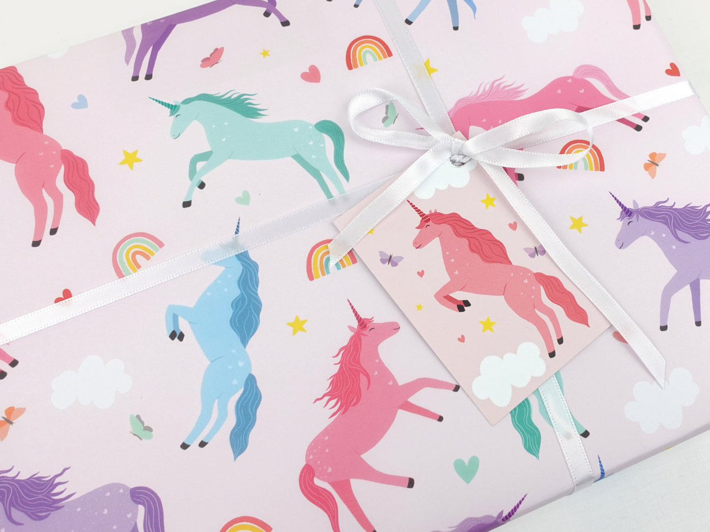 Unicorn wrapping paper | Children's Birthday Gift Wrap | Eco friendly gift wrap | Premium sheets + Tags | Zero plastic packaging 70x50cm