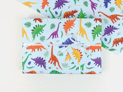 Dinosaur wrapping paper | Children's Dino Birthday | Eco friendly gift wrap | Premium quality sheets + Tags | Zero plastic packaging 70x50cm
