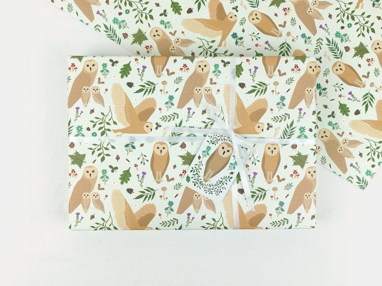 Owl wrapping paper | Woodland animals eco friendly gift wrap | Premium quality sheets + Tags | Zero plastic packaging 70x50cm