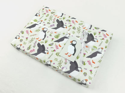 Puffins wrapping paper | Scottish highlands eco friendly gift wrap | Premium quality sheets + Tags | Zero plastic packaging 70x50cm