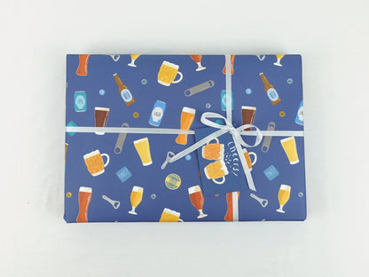 Beer Ale wrapping paper | Dad birthday paper | Eco friendly gift wrap | Premium quality sheets + Tags | Zero plastic packaging 70x50cm