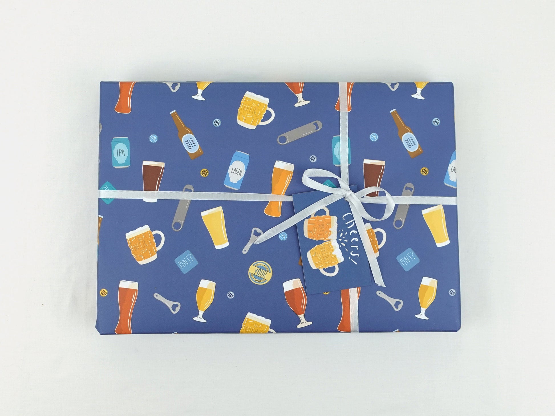 Beer Ale wrapping paper | Dad birthday paper | Eco friendly gift wrap | Premium quality sheets + Tags | Zero plastic packaging 70x50cm