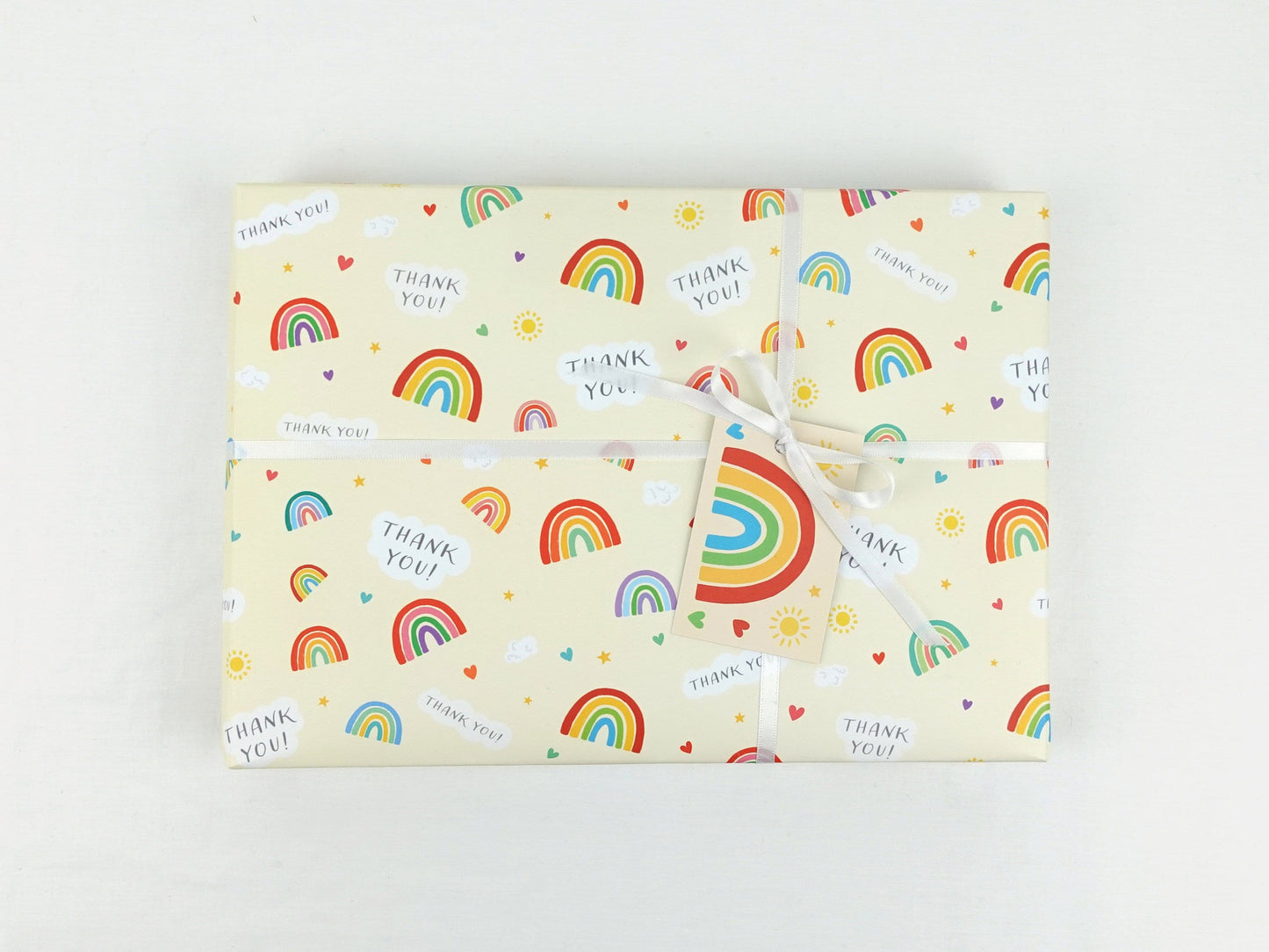 Thank you wrapping paper | Teacher school | Rainbow eco friendly gift wrap | Premium quality sheets + Tags | Zero plastic packaging 70x50cm