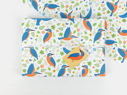 Kingfisher wrapping paper | Bird lovers eco friendly gift wrap | Birthday premium quality sheets + Tags | Zero plastic packaging 70x50cm