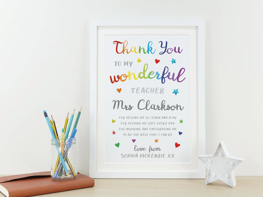 Thank you teacher gift | Personalised nursery leaving present | End of Term Teacher Poem | Pre-school School Nursery Teacher TA gift VA160