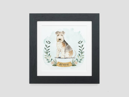 Personalised watercolour dog portrait with name | VA237