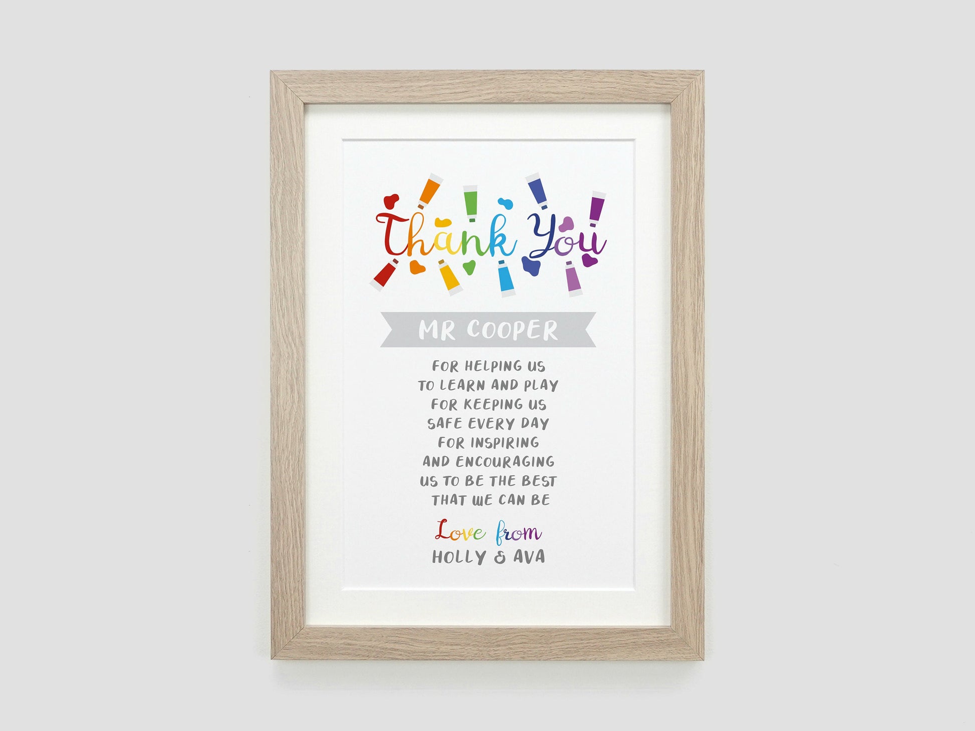 Thank you teacher print / Leaving school gift / Nursery leaving present / End of term gift / School nursery teacher TA poem VA157