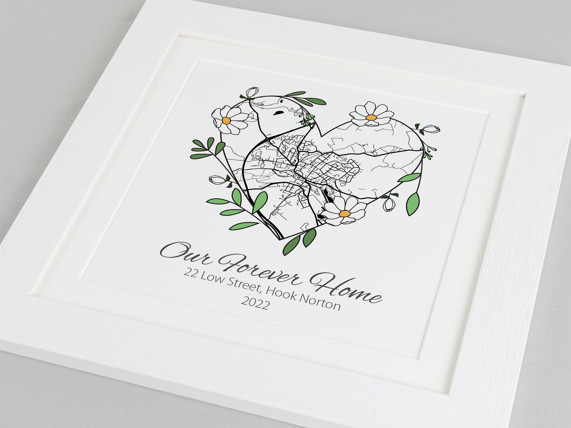 Special place floral map print | Wedding anniversary present | First met location | Where we live print | Special place keepsake VA148