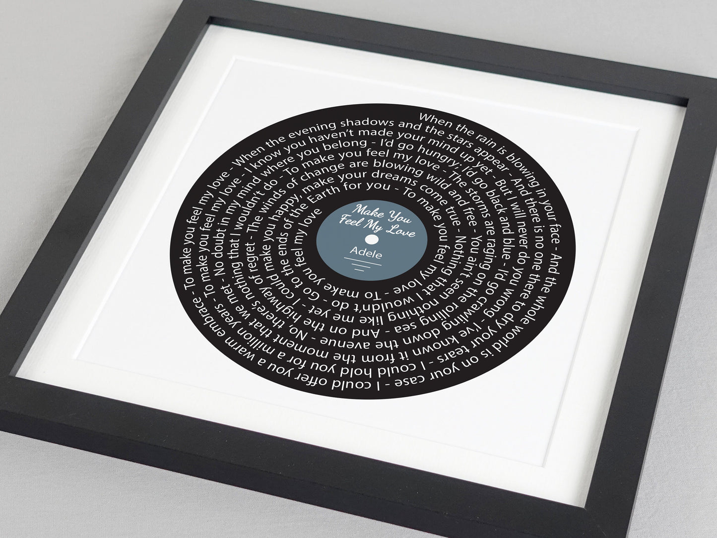 Make You Feel My Love - Adele | Song lyric gift | Vinyl record print | First Dance present | Wedding gift | Anniversary present VA009