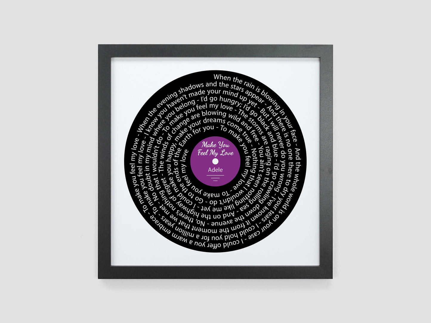 Make You Feel My Love - Adele | Song lyric gift | Vinyl record print | First Dance present | Wedding gift | Anniversary present VA009