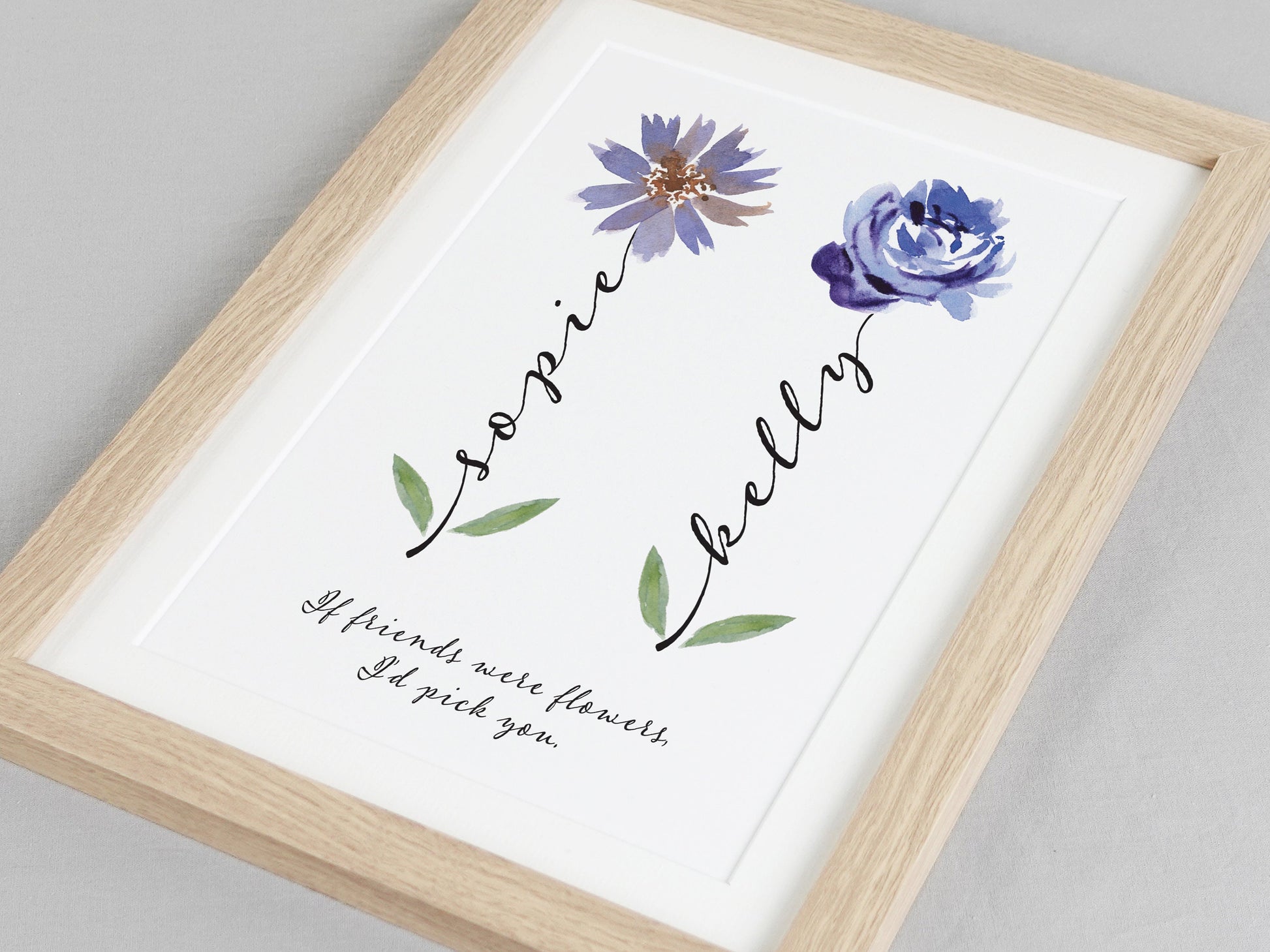 Friends gift | Best friend flower print | Personalised gift for friend | Group of friends | Friendship Present *CHOICE OF 22 FLOWERS* VA019