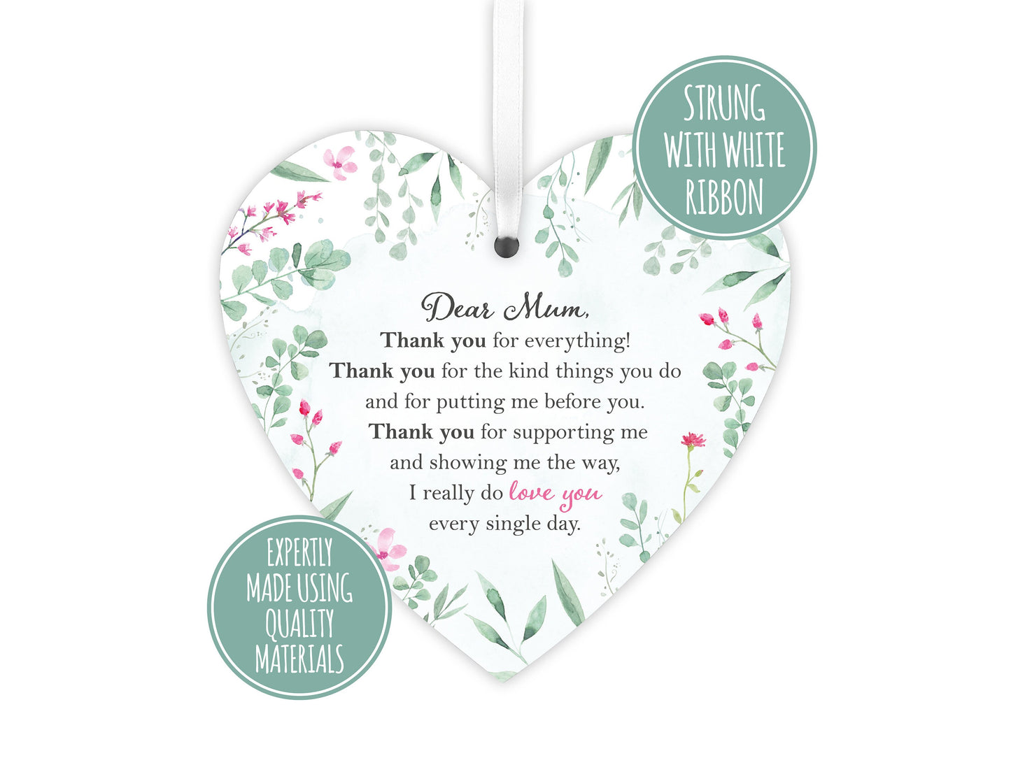 Gift for Mum | Thank you Mum present | Wooden heart Mother's Day gift | Mum birthday present LC043