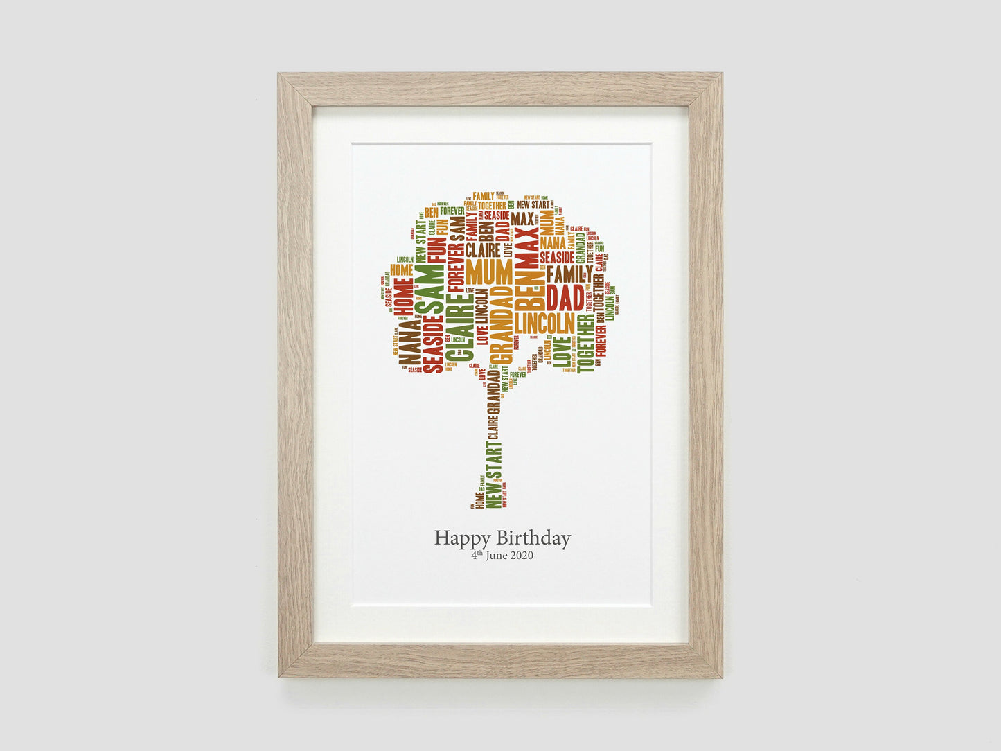 Family tree gift | Personalised family tree word cloud | Gift for family | Gift for mum | Gift for grandparents | Family name print VA006