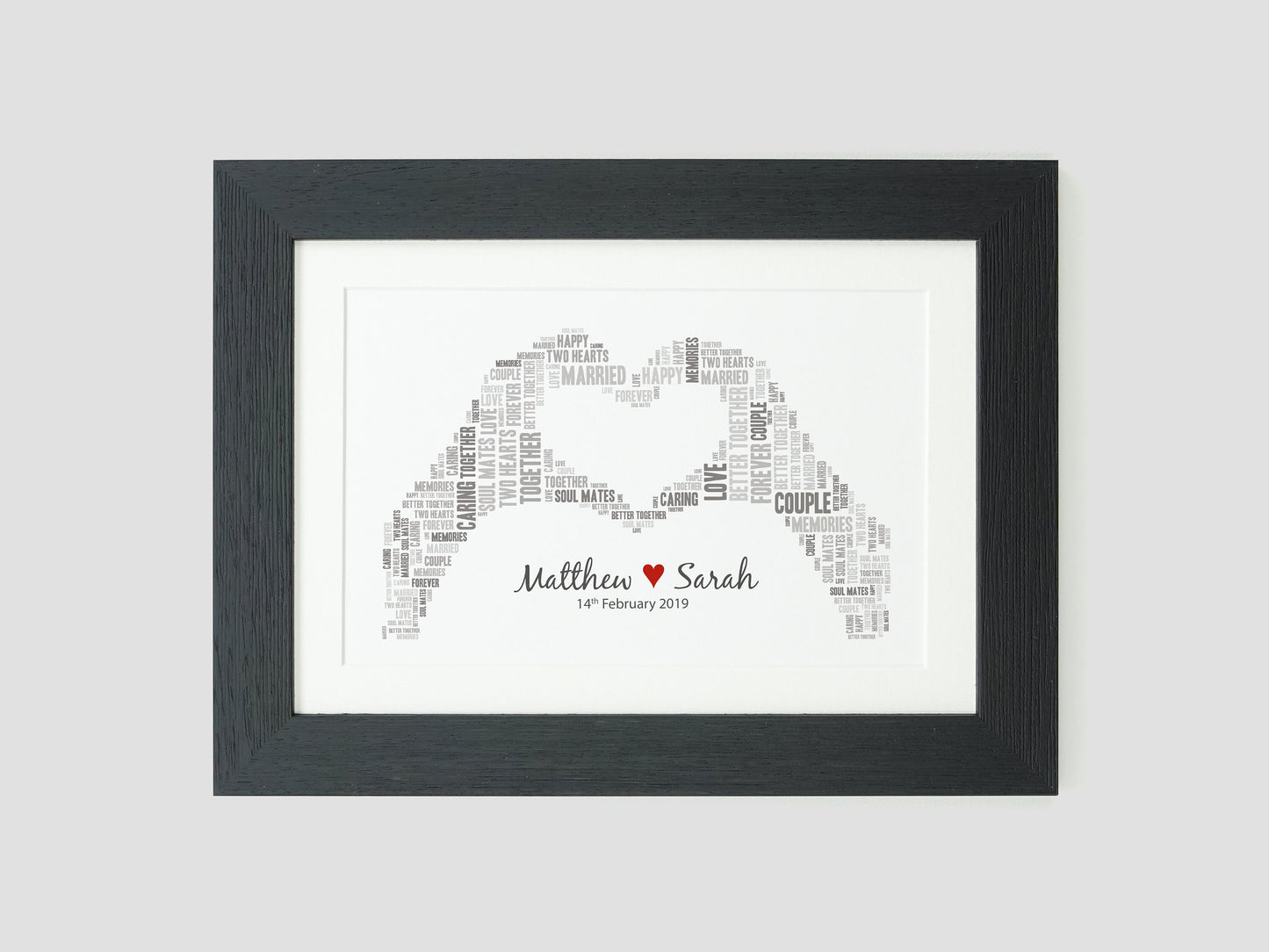 Personalised wedding day gift | Heart hands word art | Couples present | Anniversary Gift | Word cloud print VA010