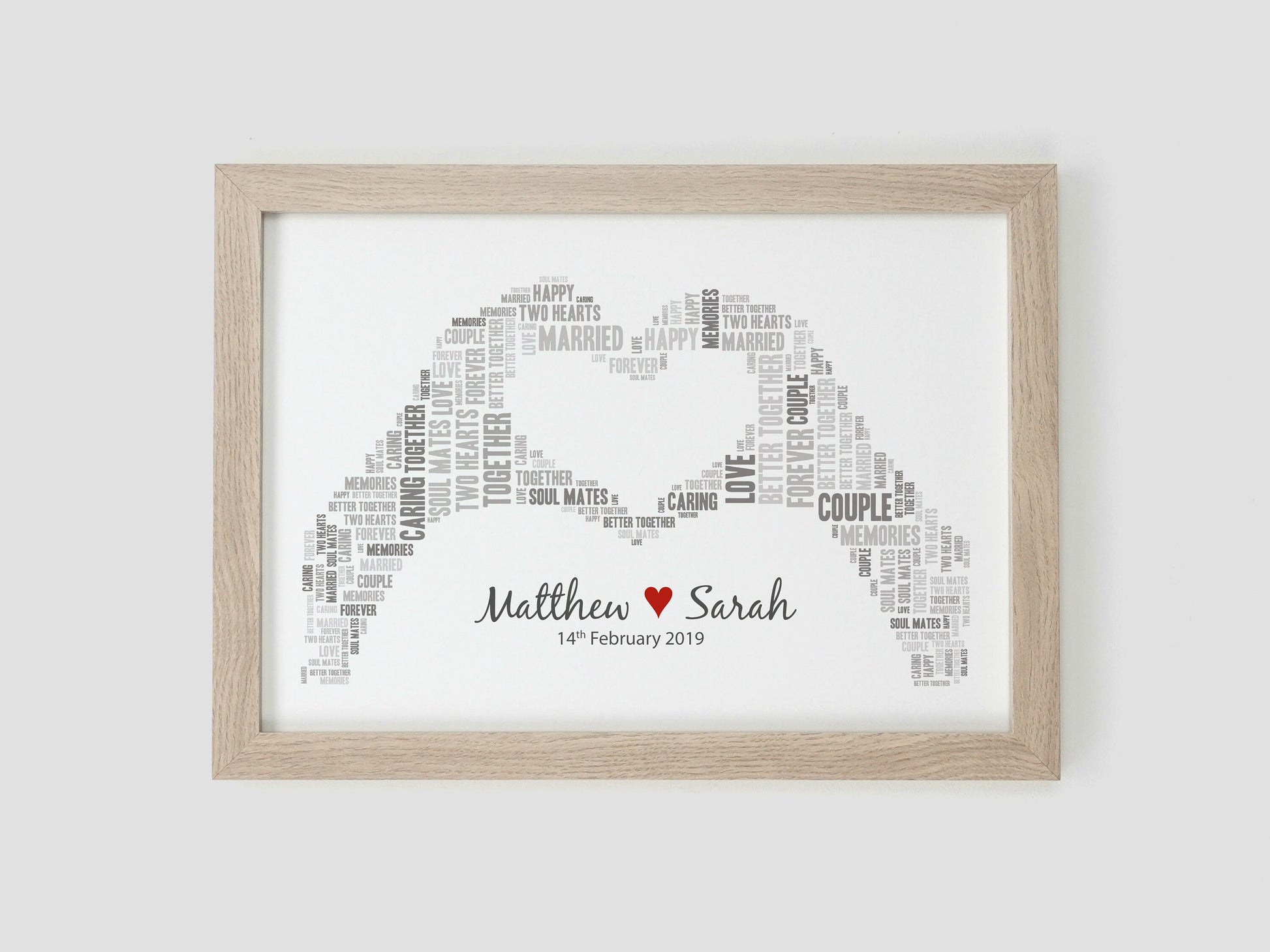 Personalised wedding day gift | Heart hands word art | Couples present | Anniversary Gift | Word cloud print VA010