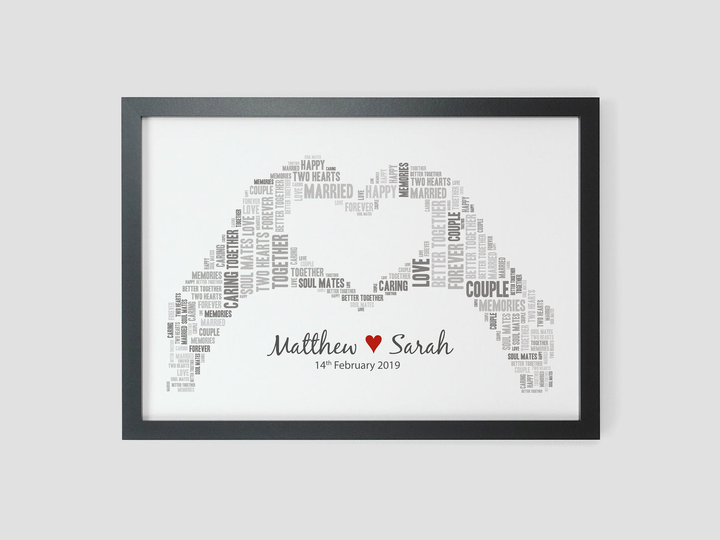 Personalised wedding day gift | Heart hands word art | Couples present | Anniversary Gift | Word cloud print VA010