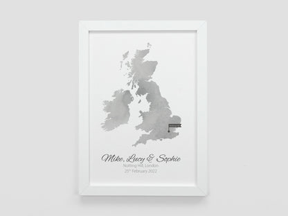 Our home map gift | House warming gift | Map of our home | Moving home present | Where we live print | New home gift VA011