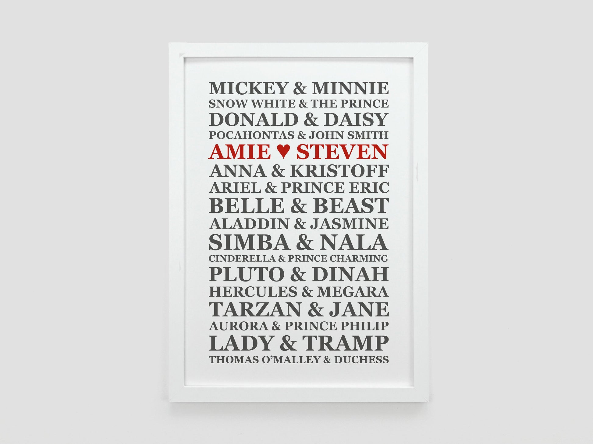 Personalised couples Disney wedding gift print | Disney paper anniversary gift | Gift for Disney lover | Disney couples gift VA034