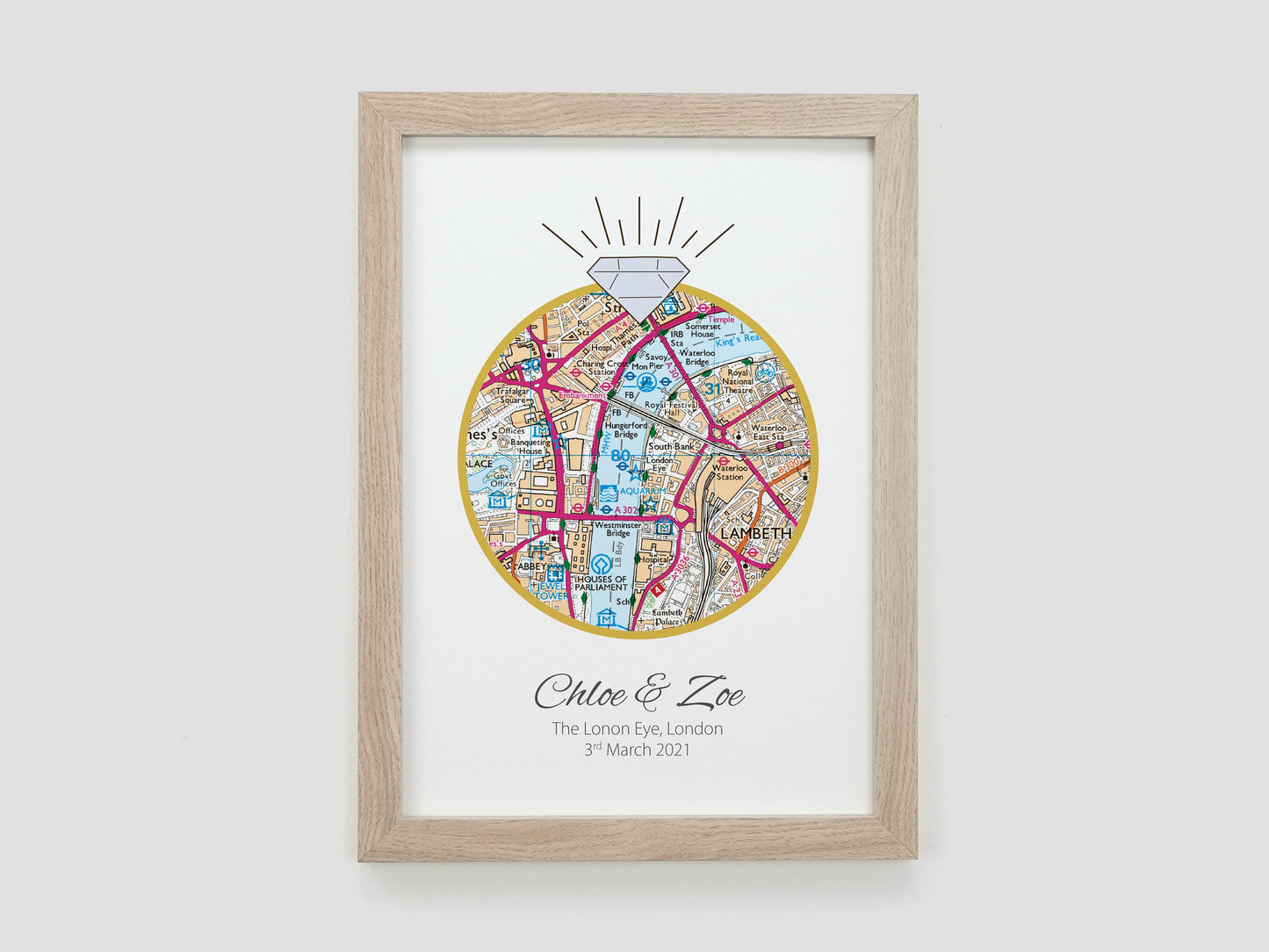 Engagement Gift | Personalised Engagement Map Present | Gift for Engaged Couple | Just Engaged Special Place Gift | *ANY LOCATION* VA058