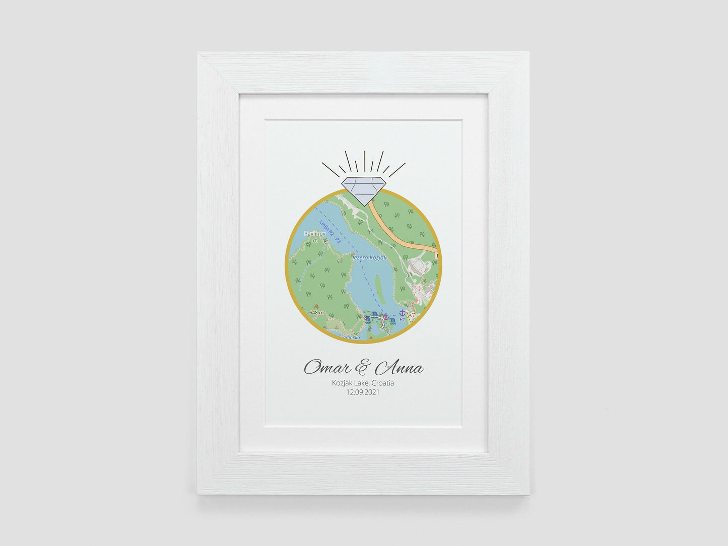 Engagement Gift | Personalised Engagement Map Present | Gift for Engaged Couple | Just Engaged Special Place Gift | *ANY LOCATION* VA058