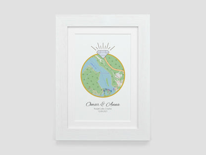 Engagement Gift | Personalised Engagement Map Present | Gift for Engaged Couple | Just Engaged Special Place Gift | *ANY LOCATION* VA058