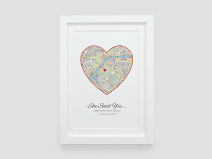 Where we got Married Map Gift | Our Honeymoon | Wedding Present | Engagement Map Present | Where we Met | Special Place Map Print VA073