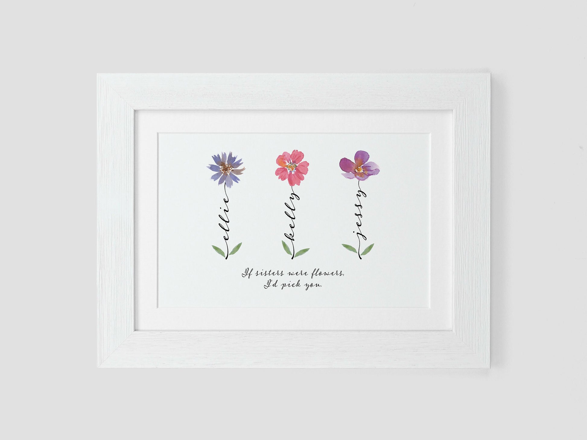 Sister gift | Sister flower print | Personalised gift for sister | Keepsake print | Birthday gift for sister **CHOICE OF 22 FLOWERS** VA092