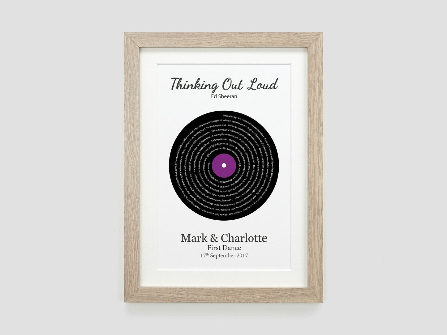 Paper Wedding Anniversary Gift | Personalised Vinyl Song Lyrics Present | First Dance Song | Gift for Best Friend | First Anniversary VA098