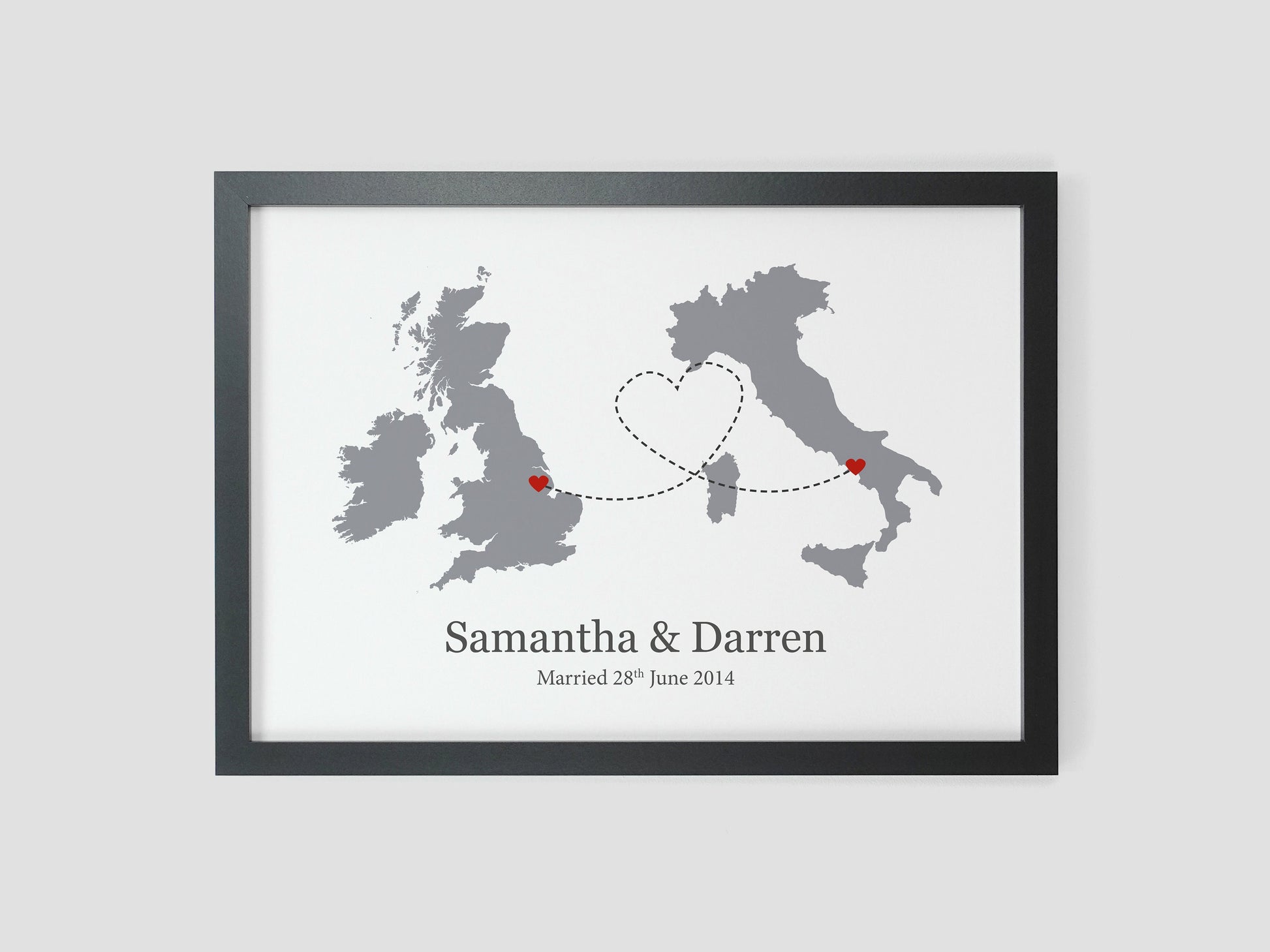 Leaving gift | Moving abroad present | Personalised map print | Gift for friend | Any two maps | Couples apart *CHOICE OF COLOUR* VA101