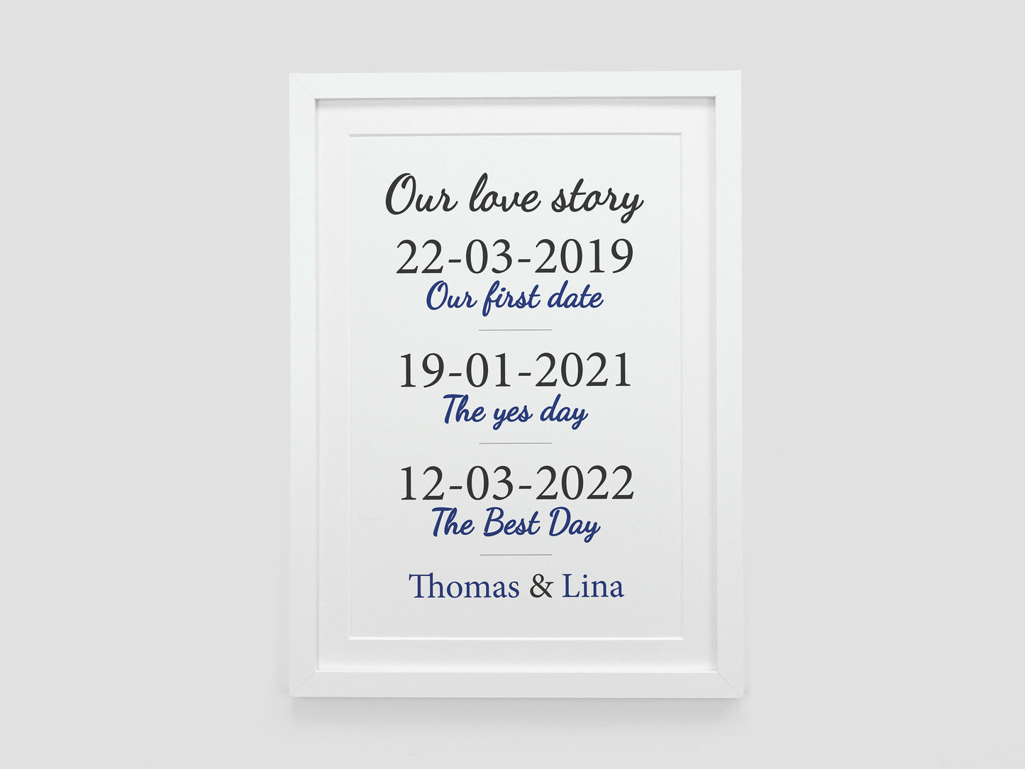 Our Love Story Personalised Print | Paper Wedding Anniversary Gift | Met Engaged Married Gift | Boyfriend Wife Girlfriend Husband Gift VA122
