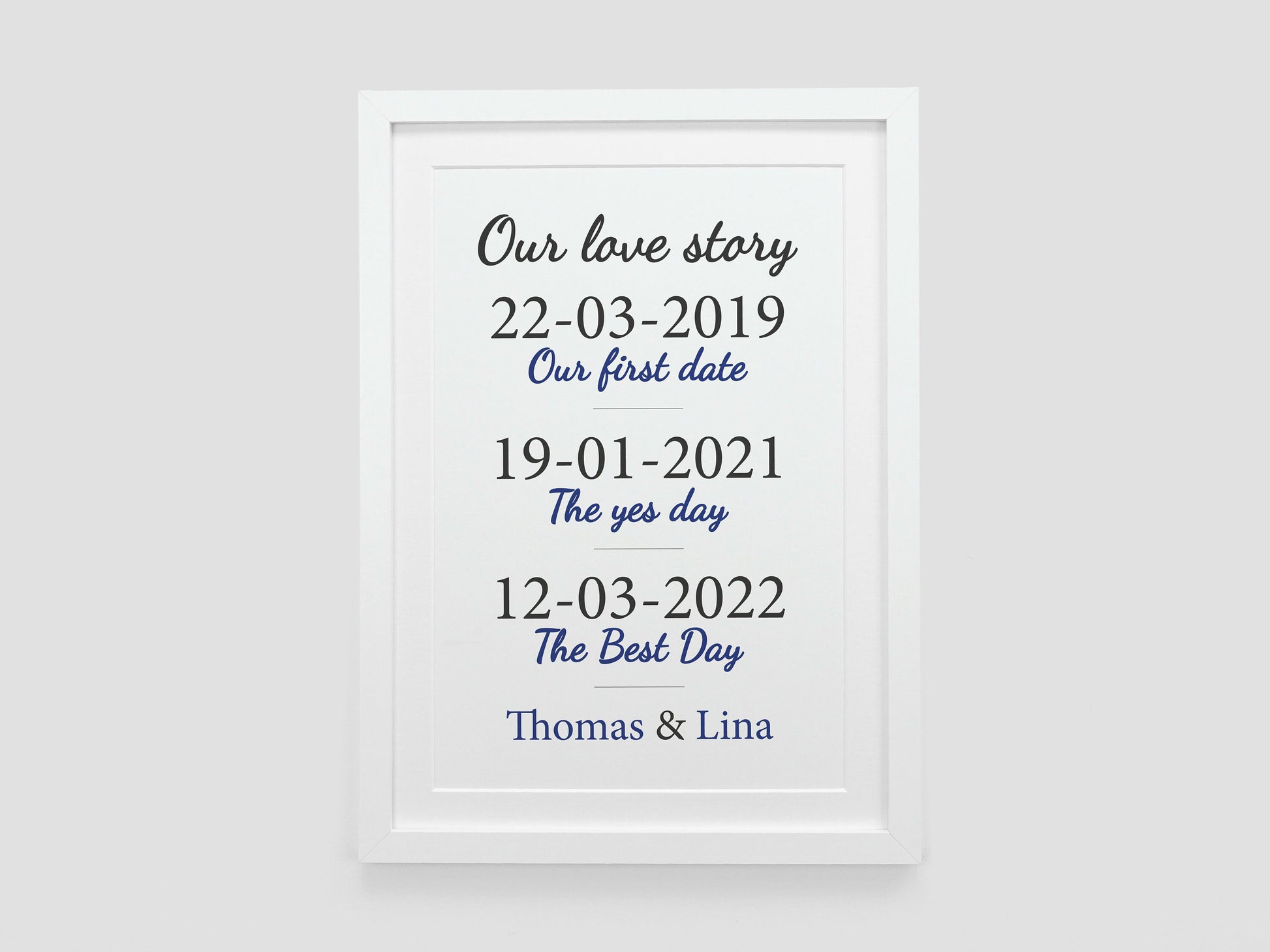 Our Love Story Personalised Print | Paper Wedding Anniversary Gift | Met Engaged Married Gift | Boyfriend Wife Girlfriend Husband Gift VA122