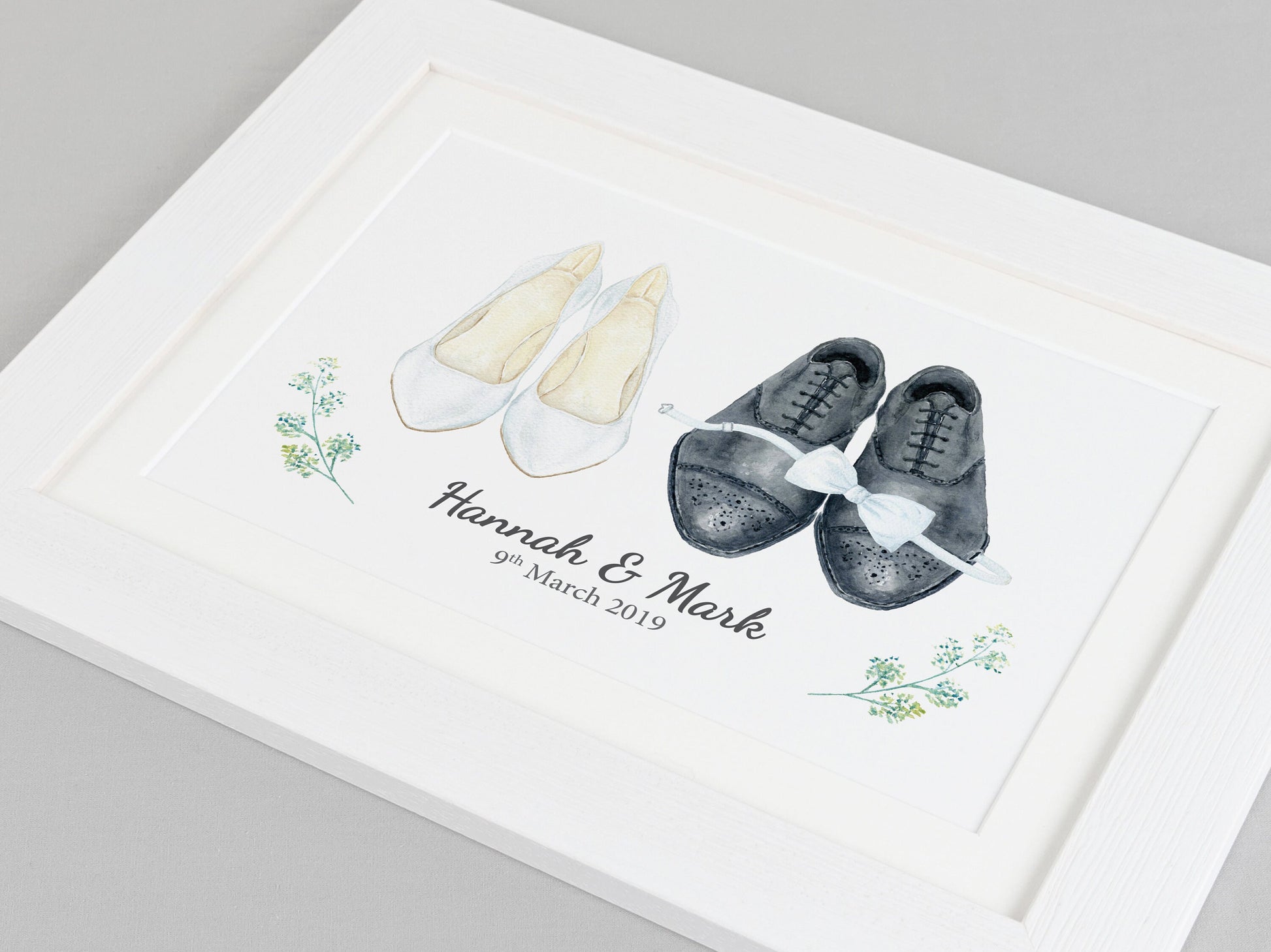 Wedding Gift | Personalised Wedding Present for Couple | Wedding Shoes Print VA128