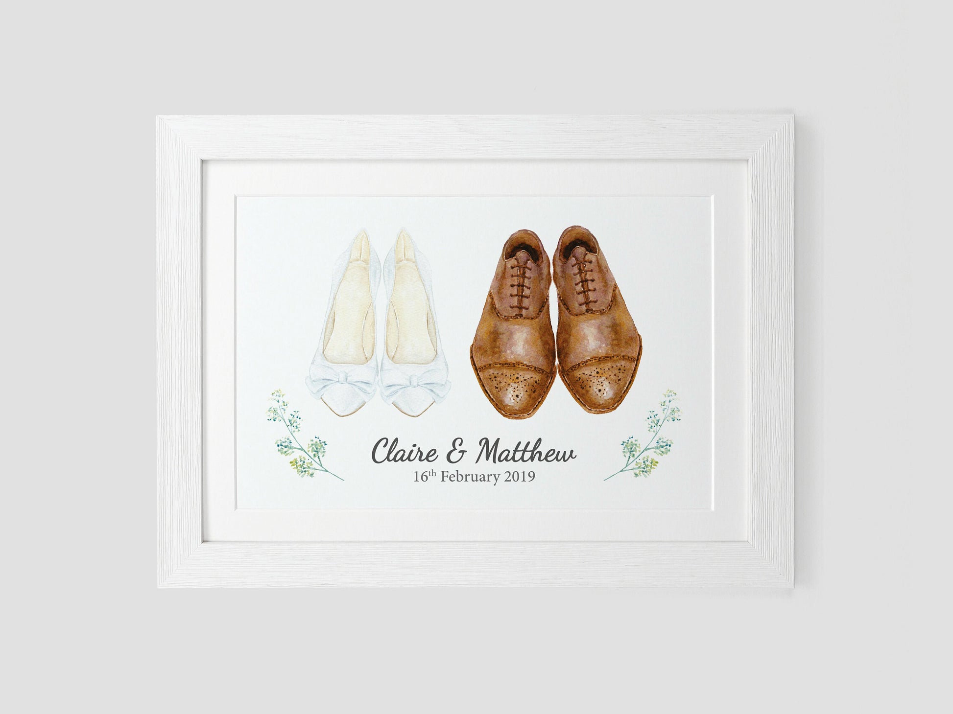 Wedding Gift | Personalised Wedding Present for Couple | Wedding Shoes Print VA128