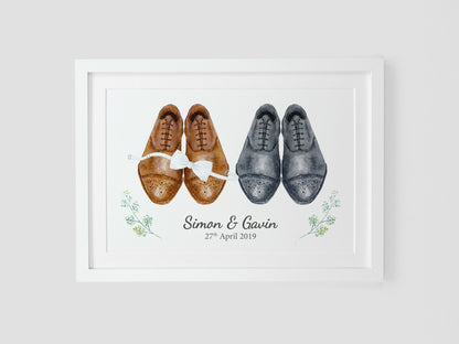 Wedding Gift | Personalised Wedding Present for Couple | Wedding Shoes Print VA128